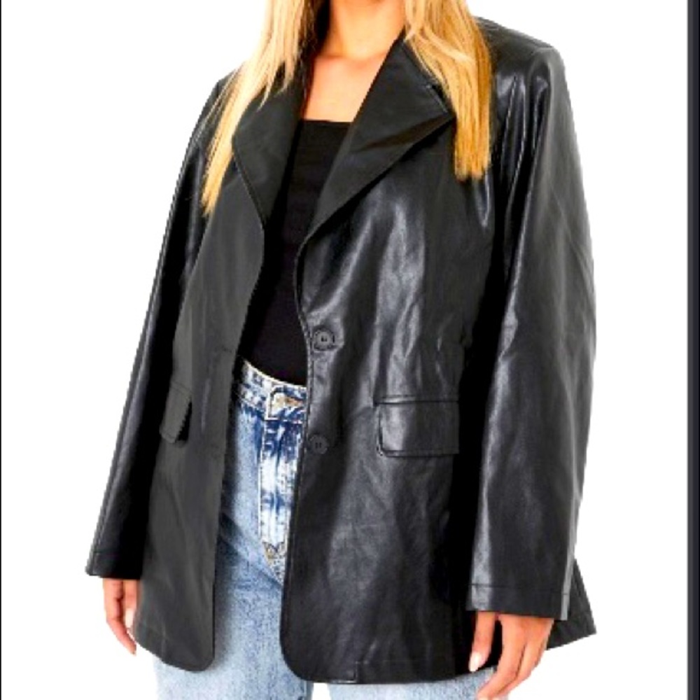 Faux Leather Blazer